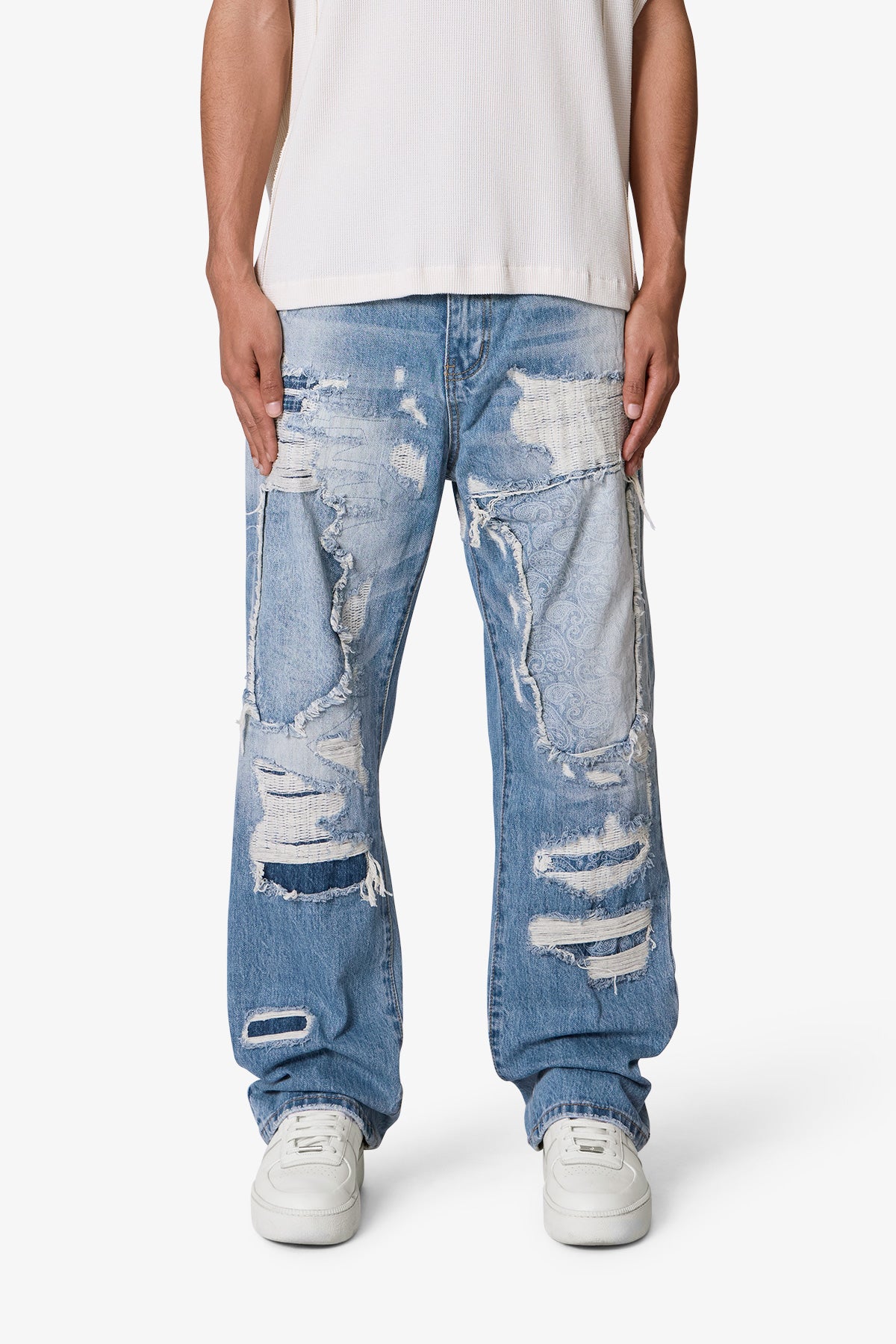 Ultra Baggy Better Repaired Denim - Light Blue